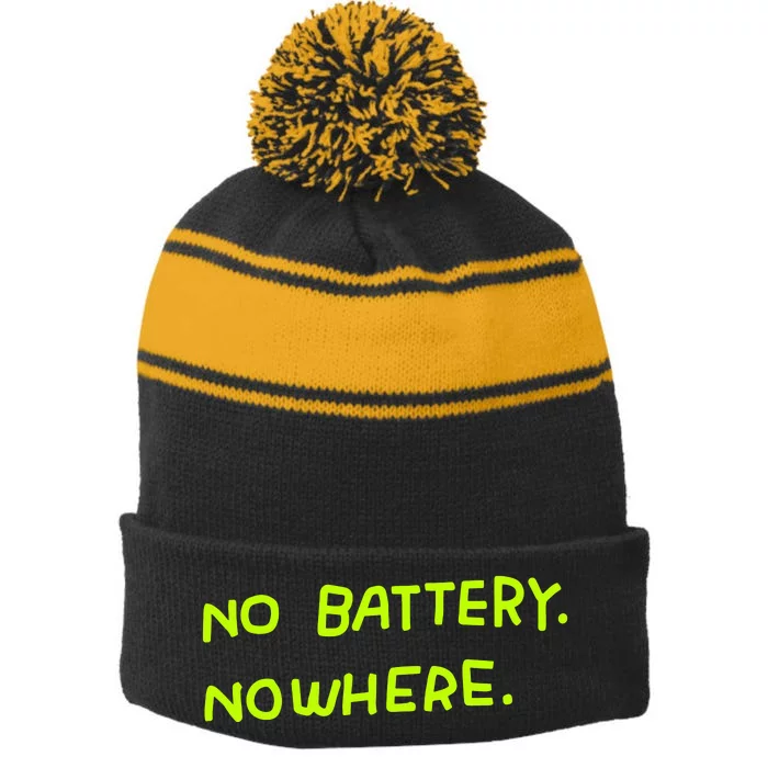 Zoe Bread No Batteqry Nowhere Stripe Pom Pom Beanie