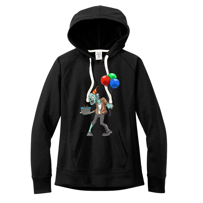 Zombie Birthday Party Zombie Party Halloween Birthday Party Women's Fleece Hoodie