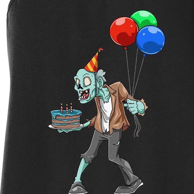 Zombie Birthday Party Zombie Party Halloween Birthday Party Women's Racerback Tank