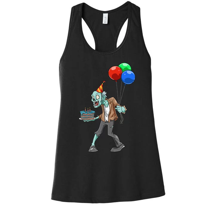 Zombie Birthday Party Zombie Party Halloween Birthday Party Women's Racerback Tank