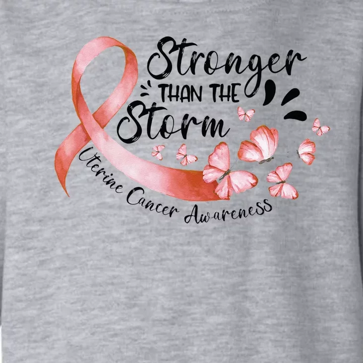 ZqxP Butterfly Peach Ribbon Uterine Cancer Awareness Toddler Hoodie