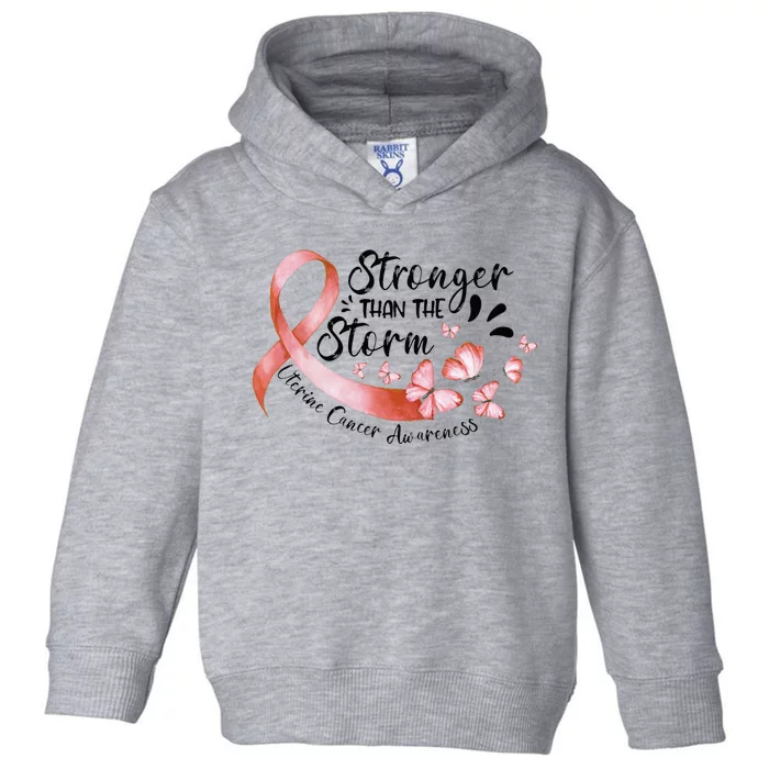 ZqxP Butterfly Peach Ribbon Uterine Cancer Awareness Toddler Hoodie