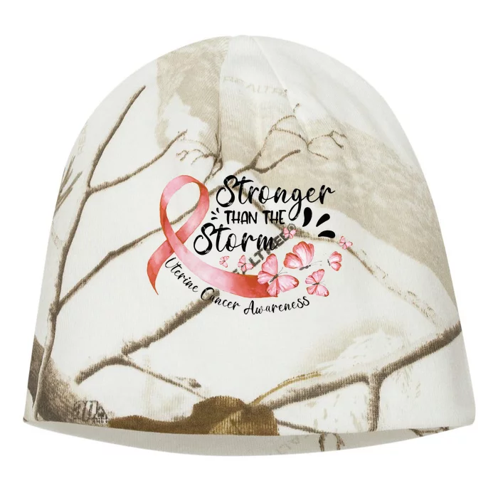 ZqxP Butterfly Peach Ribbon Uterine Cancer Awareness Kati - Camo Knit Beanie