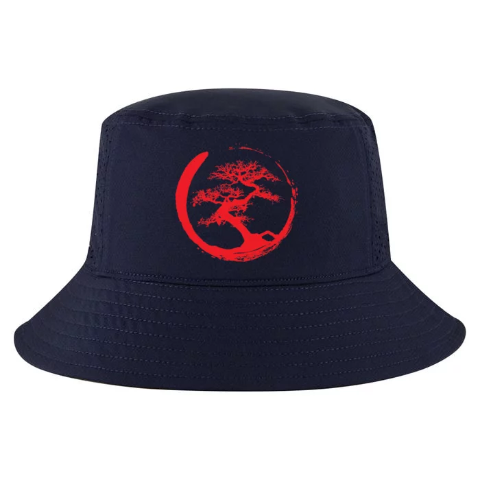 Zen Bonsai Tree In Enso Circle (Red) Cool Comfort Performance Bucket Hat