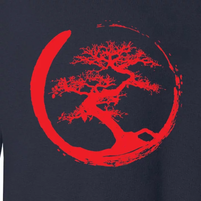 Zen Bonsai Tree In Enso Circle (Red) Toddler Sweatshirt