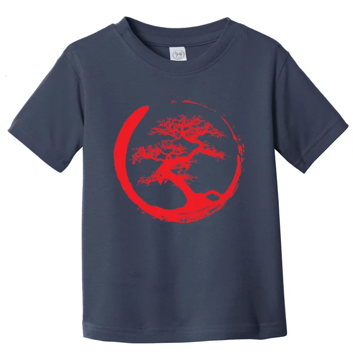 Zen Bonsai Tree In Enso Circle (Red) Toddler T-Shirt