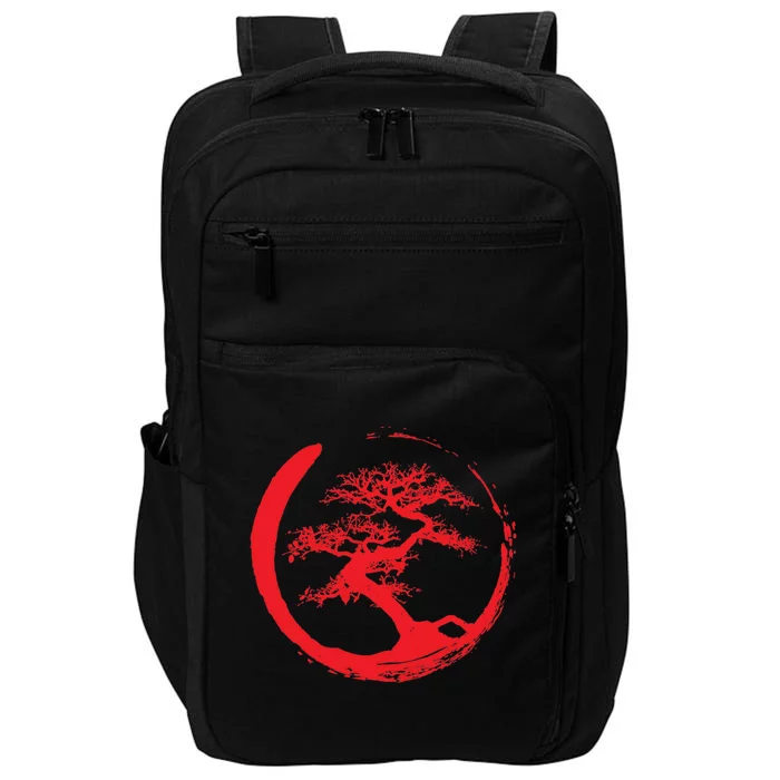 Zen Bonsai Tree In Enso Circle (Red) Impact Tech Backpack