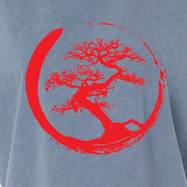 Zen Bonsai Tree In Enso Circle (Red) Garment-Dyed Women's Muscle Tee