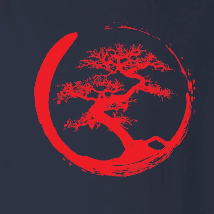 Zen Bonsai Tree In Enso Circle (Red) Toddler Long Sleeve Shirt