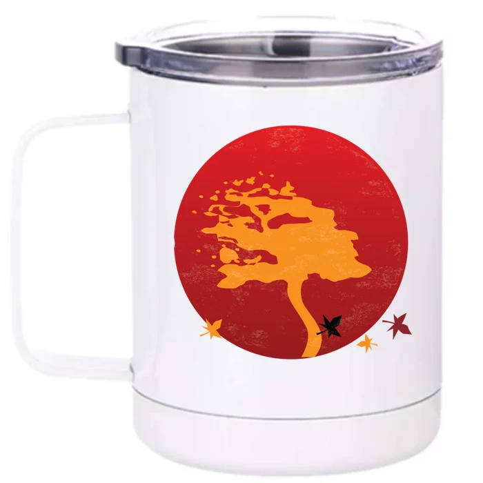 Zen Bonsai Tree Meaningful Gift Calligraphy Circle Yoga Graphic Art Gift Front & Back 12oz Stainless Steel Tumbler Cup