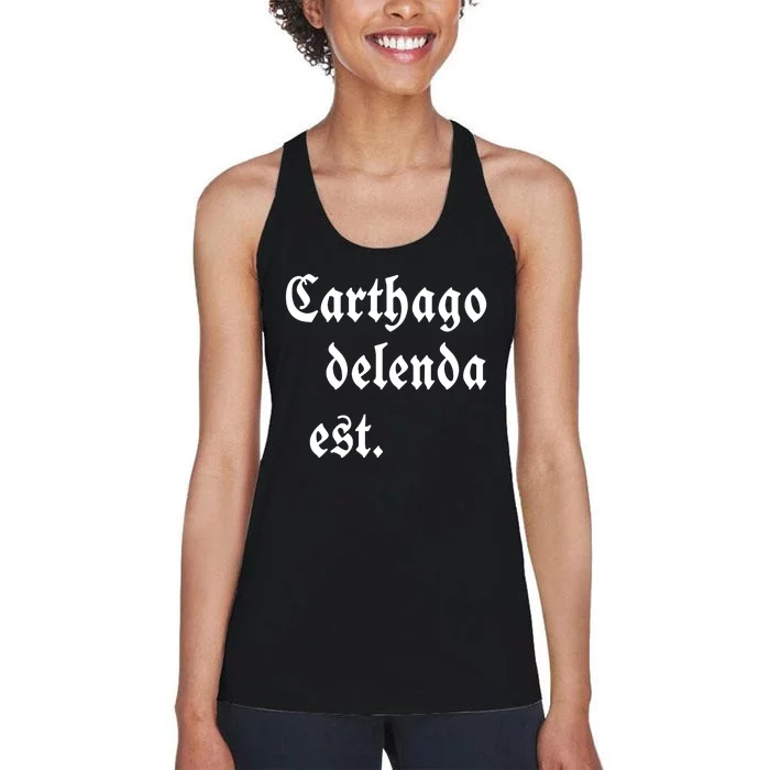 Zuck Bucks Wearing Carthago Delenda Est Women's Racerback Tank