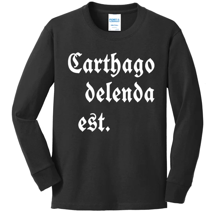 Zuck Bucks Wearing Carthago Delenda Est Kids Long Sleeve Shirt