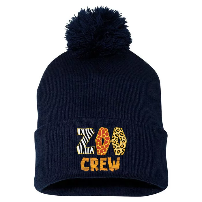 Zoo Crew Animal Print For Kids Or Adults Zoo Group Pom Pom 12in Knit Beanie