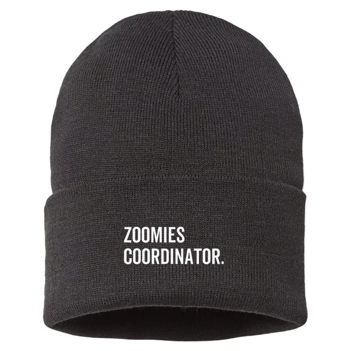 Zoomies Coordinator Humorous Dog Walker Humor Sarcasm Sustainable Knit Beanie