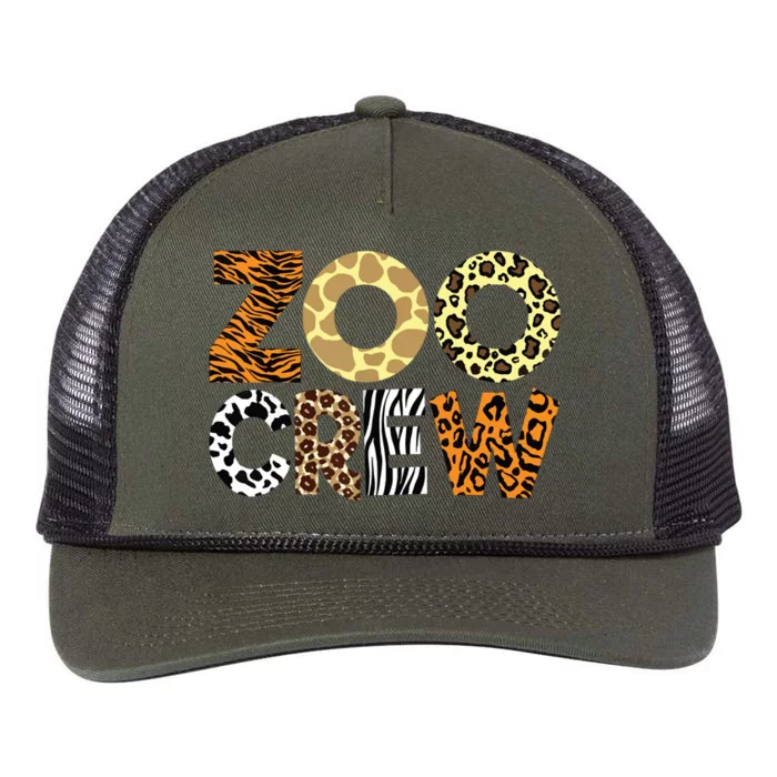 Zoo Crew Leopard Animals Print Zookeeper Zoological Garden Retro Rope Trucker Hat Cap