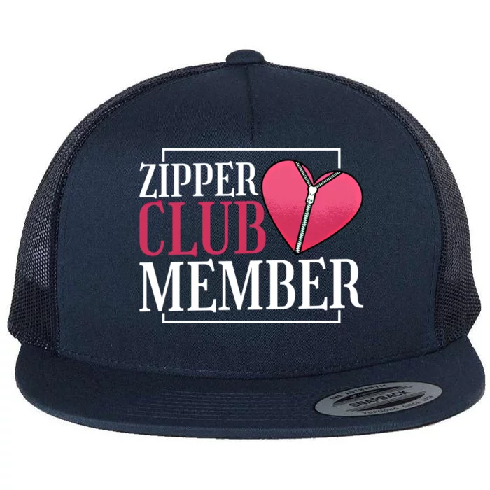 Zipper Club Member Open Heart Bypass Surgery Cute Gift Flat Bill Trucker Hat