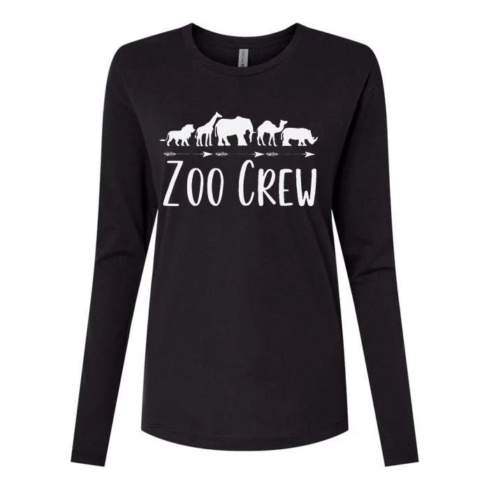 Zoo Crew Safari Animals Or Adults Zoo Group Teacher Womens Cotton Relaxed Long Sleeve T-Shirt