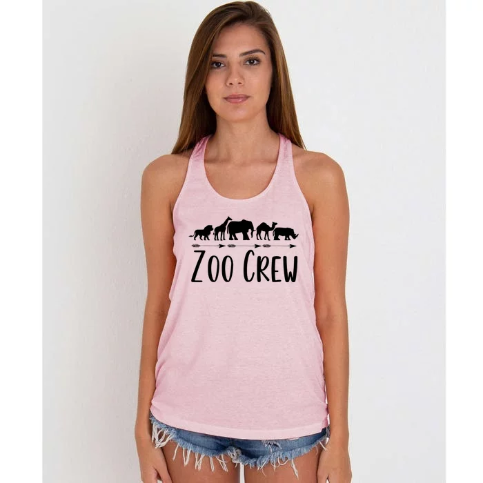 Zoo Crew Safari Animals Or Adults Zoo Group Teacher Funny Gift Women's Knotted Racerback Tank