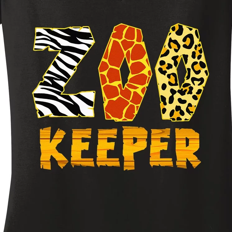 Zookeeper Costume Zoo Keeper African Safari Trip Zebra Women's V-Neck T-Shirt