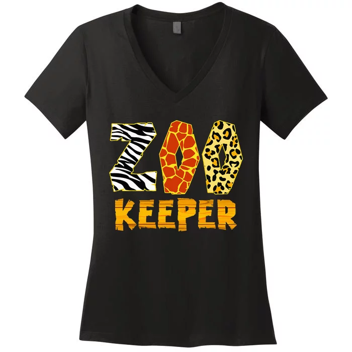 Zookeeper Costume Zoo Keeper African Safari Trip Zebra Women's V-Neck T-Shirt