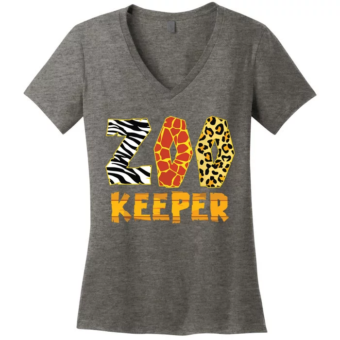 Zookeeper Costume Zebra Wild Print African Animal Keeper Women's V-Neck T-Shirt