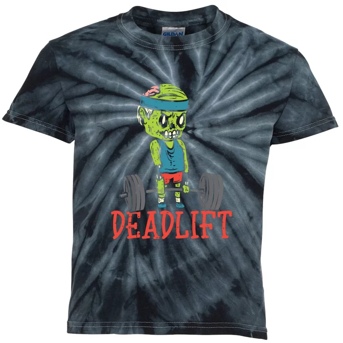 Zombie Deadlift Funny Gym Halloween Workout Kids Tie-Dye T-Shirt