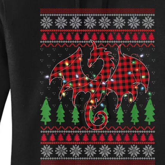 Zodiac Dragon Ugly Sweater Christmas Lights Dragon Lover Women's Pullover Hoodie