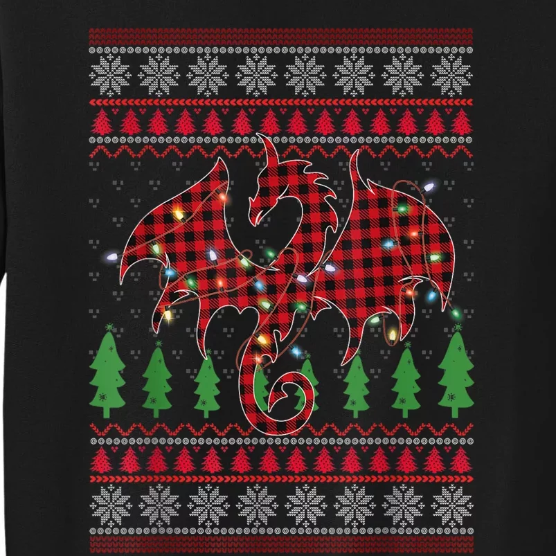 Zodiac Dragon Ugly Sweater Christmas Lights Dragon Lover Tall Sweatshirt