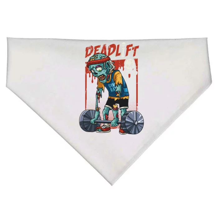 Zombie Deadlift Weightlifting Halloween Fitness Gym Workout USA-Made Doggie Bandana