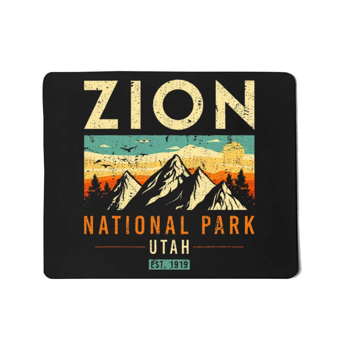 Zion Est 1919 Utah Vintage Retro National Park Mousepad