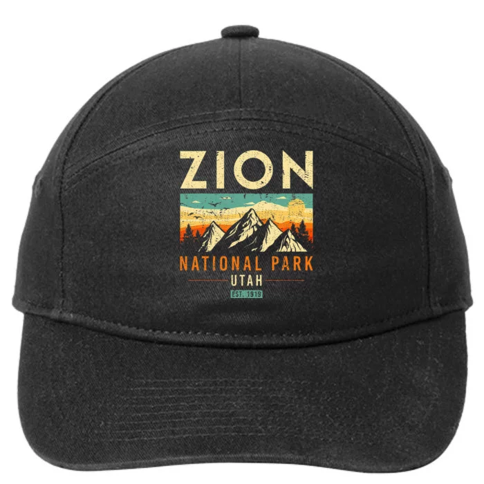 Zion Est 1919 Utah Vintage Retro National Park 7-Panel Snapback Hat