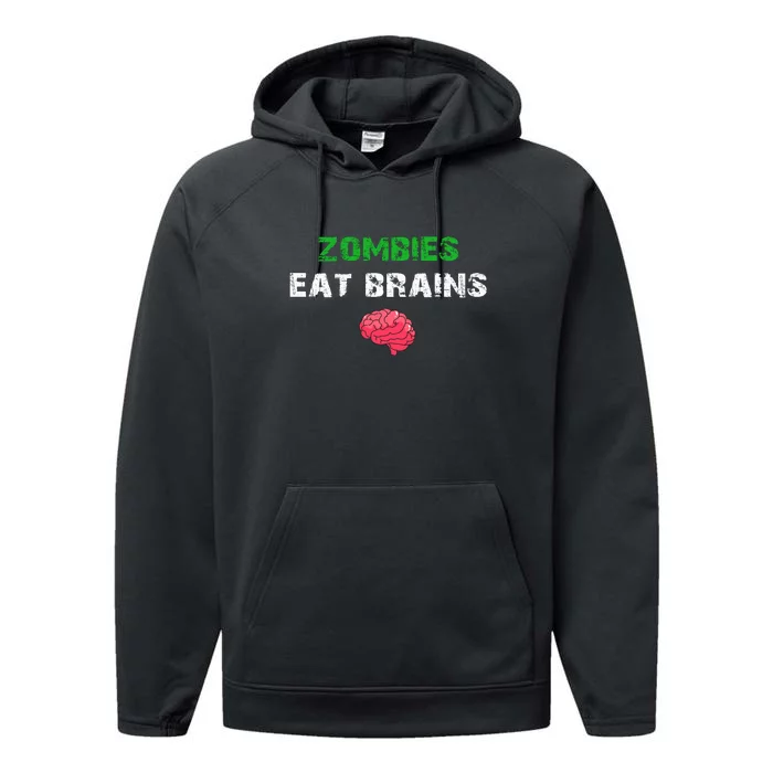 Zombies Eat Brains Performance Fleece Hoodie