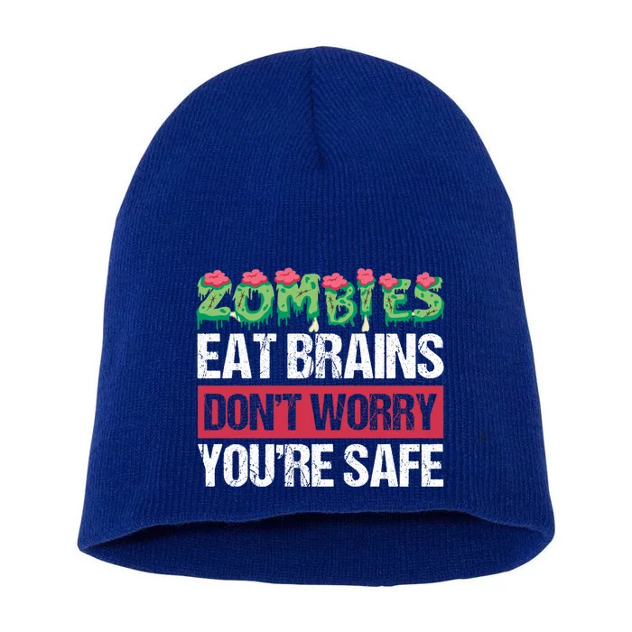 Zombies Eat Brains For Halloween Cute Gift Short Acrylic Beanie