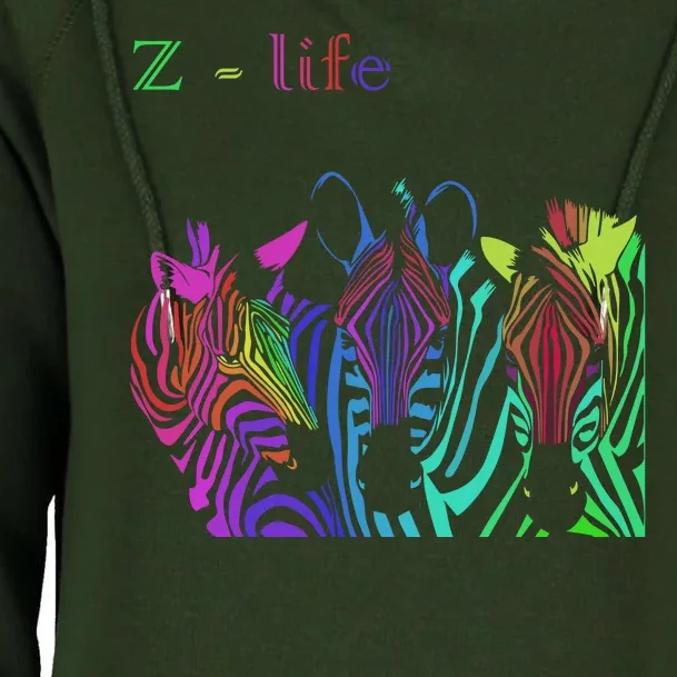 Zebra Life Z Three Zebras Womens Funnel Neck Pullover Hood