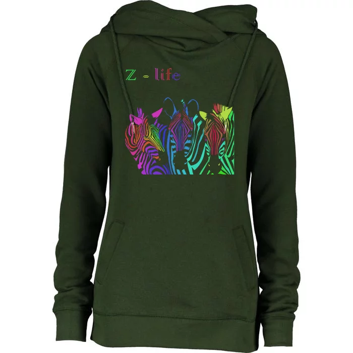 Zebra Life Z Three Zebras Womens Funnel Neck Pullover Hood