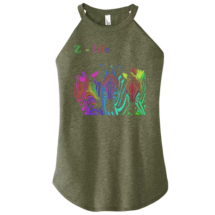 Zebra Life Z Three Zebras Women’s Perfect Tri Rocker Tank