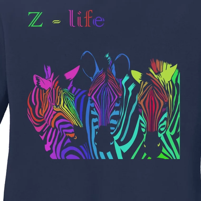 Zebra Life Z Three Zebras Ladies Long Sleeve Shirt