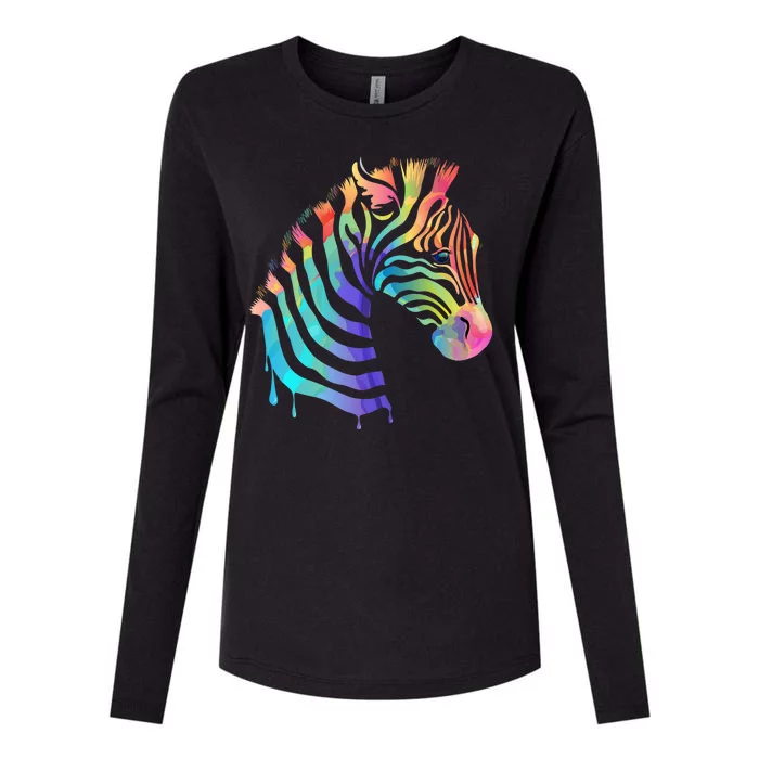 Zebra Neon Womens Cotton Relaxed Long Sleeve T-Shirt