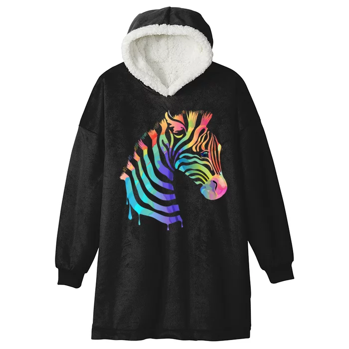 Zebra Neon Hooded Wearable Blanket