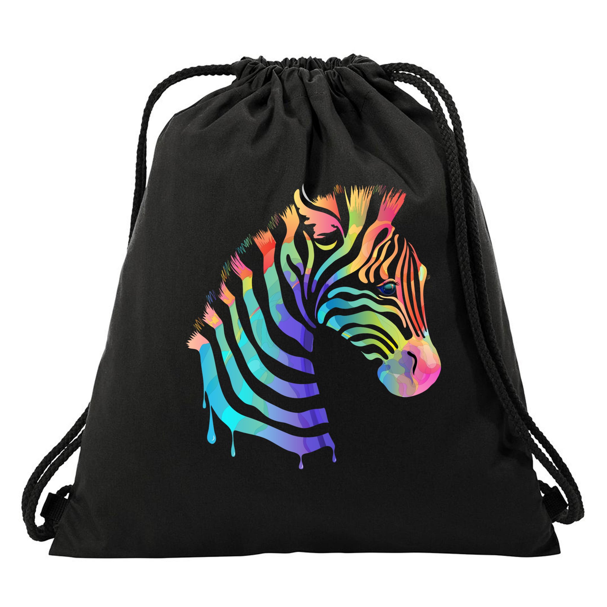 Drawstring Backpack Cinch Pack Zebra Pink 