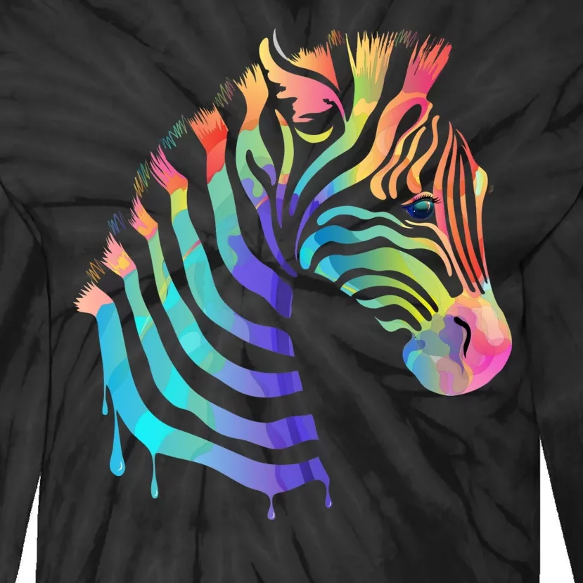 Zebra Neon Tie-Dye Long Sleeve Shirt