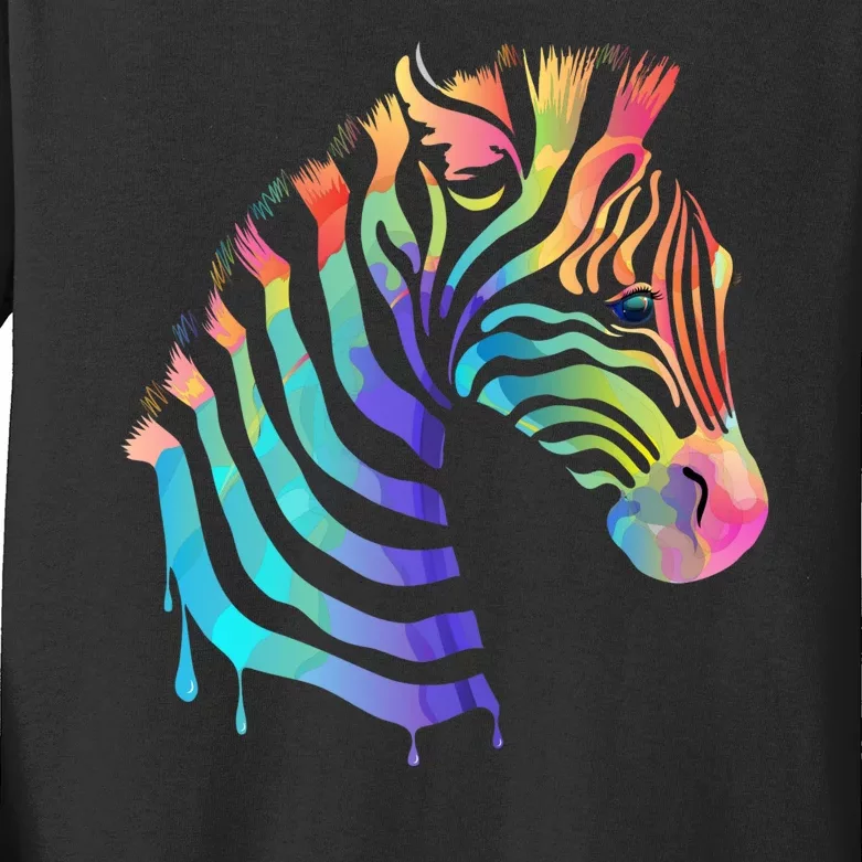 Zebra Neon Kids Long Sleeve Shirt