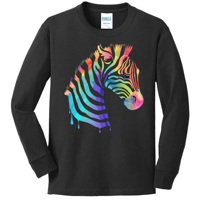 Zebra Neon Kids Long Sleeve Shirt