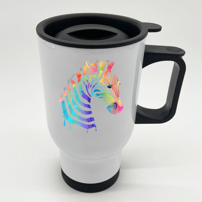 Zebra Neon Front & Back Stainless Steel Travel Mug