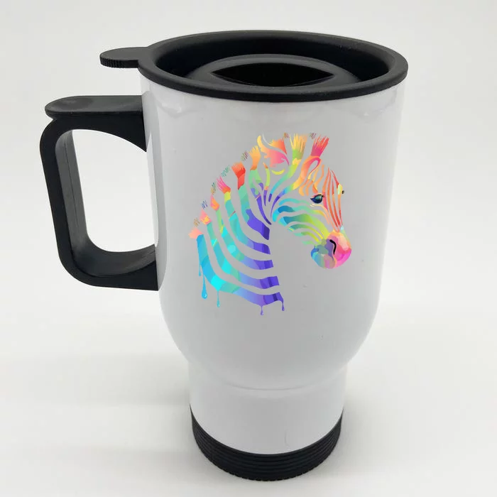 Zebra Neon Front & Back Stainless Steel Travel Mug