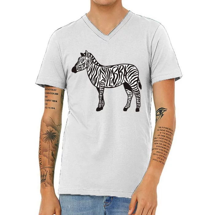 Zebra Stripes Animal V-Neck T-Shirt