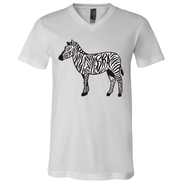 Zebra Stripes Animal V-Neck T-Shirt