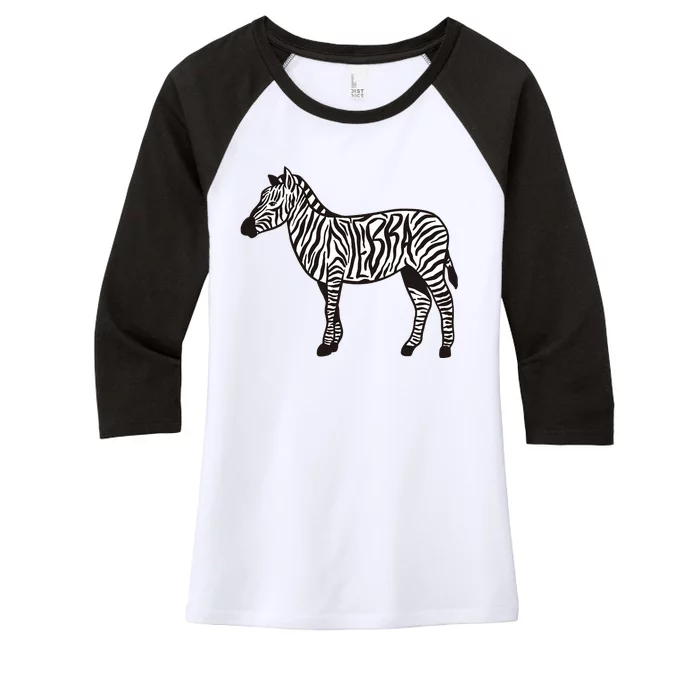 Zebra Stripes Animal Women's Tri-Blend 3/4-Sleeve Raglan Shirt