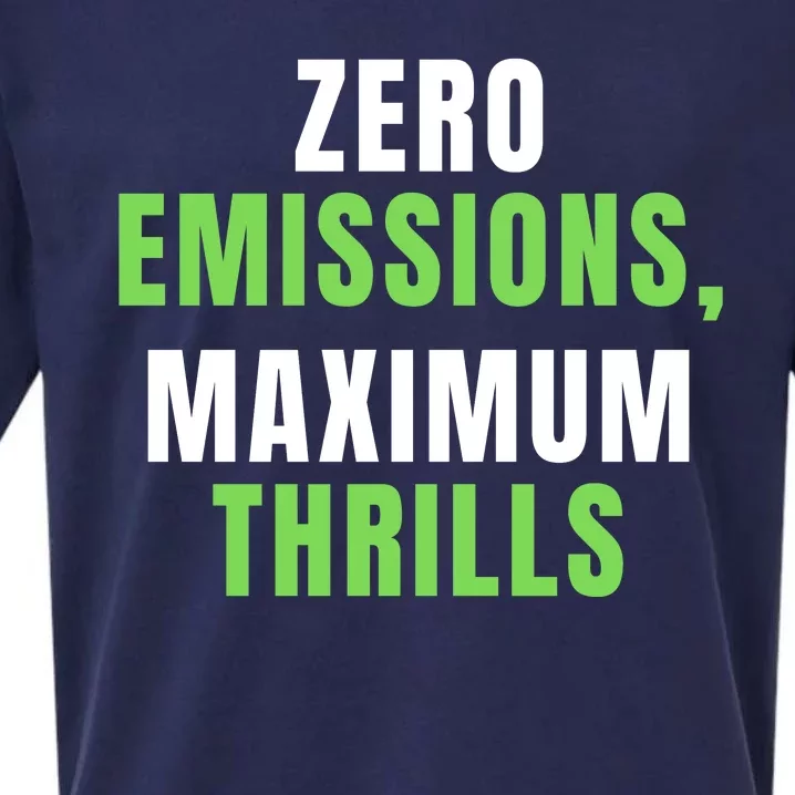 Zero Emissions Maximum Thrills, EV Car Funny Electric Car Sueded Cloud Jersey T-Shirt