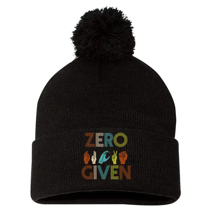 Zero Given Sign Language Pom Pom 12in Knit Beanie